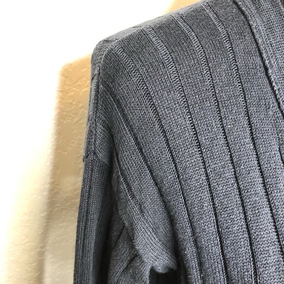 Free People dark blue ribbed linen blend long cardigan size Large - Picture 6 of 12